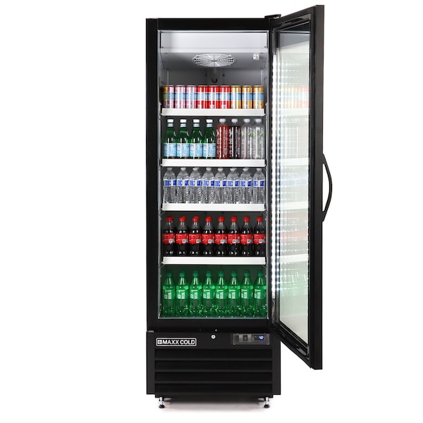 Maxx Cold Single Glass Door Merchandiser Refrigerator, Large, 27 in.W, 30 cu. ft., in Black - MXGDM-30RBHC