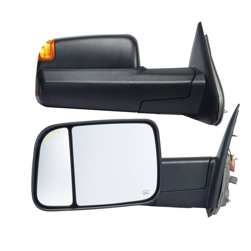VEVOR Towing Mirrors Pair Set for 2002-2008 Dodge Ram 1500 2500 3500 with Ligh Manual Controlling Flipping Folding Black - QYJHZKDQGY15RNQ18V9