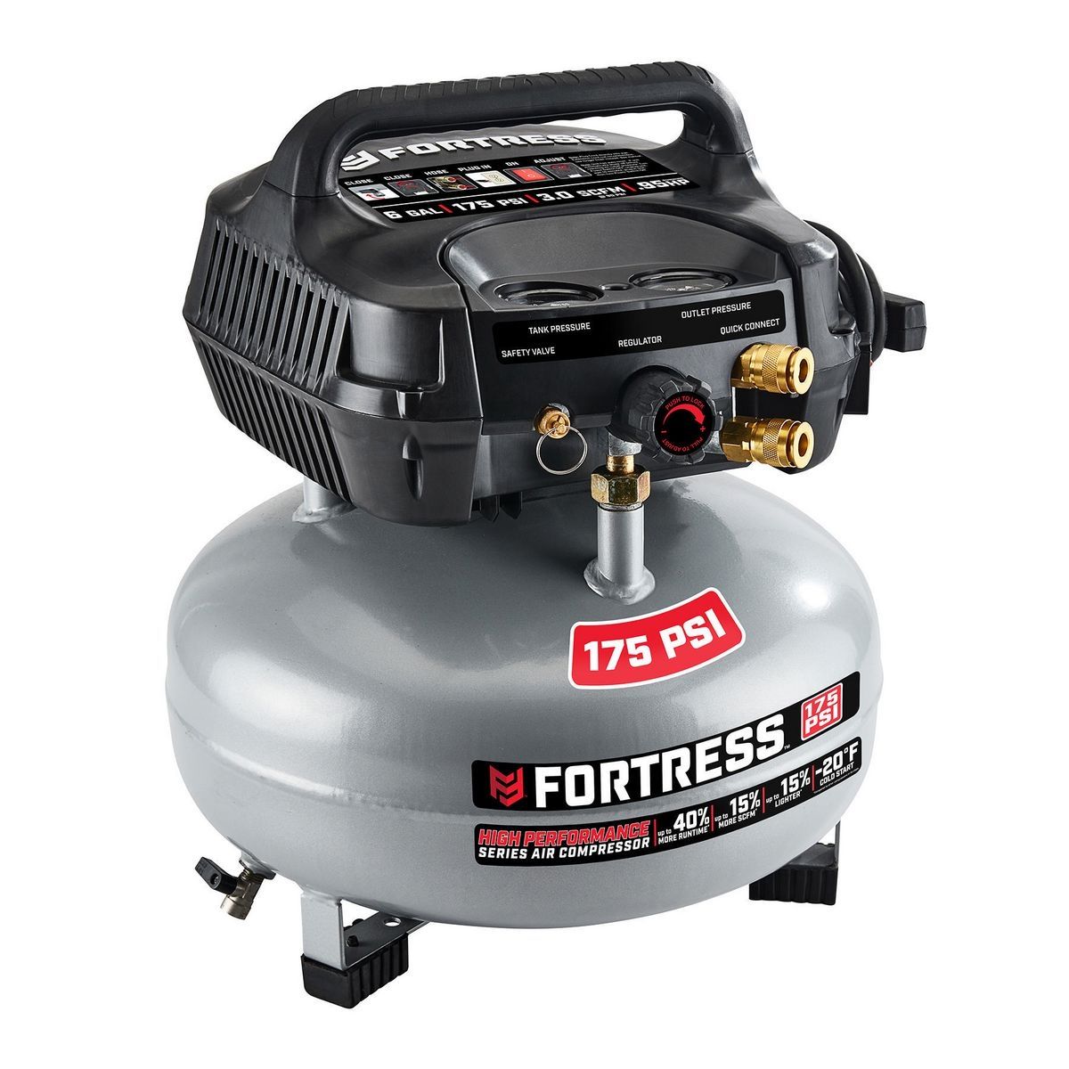 Fortaleza de 6 galones, 175 PSI Compresor de aire portátil de alto rendimiento para sitios de trabajo - 56829