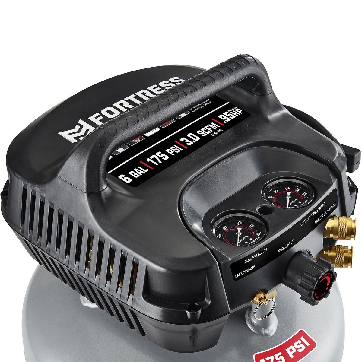 Fortaleza de 6 galones, 175 PSI Compresor de aire portátil de alto rendimiento para sitios de trabajo - 56829