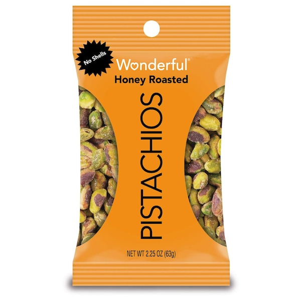 Maravillosos Pistaches sin Cáscara, Pistaches Tostados con Miel 2.25 oz., Paquete de 24 - HR0146A25M