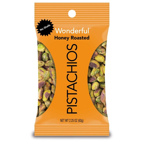 Maravillosos Pistaches sin Cáscara, Pistaches Tostados con Miel 2.25 oz., Paquete de 24 - HR0146A25M