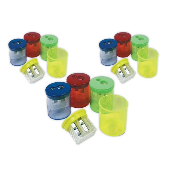 The Pencil Grip Eisen Sharpeners. Two-Hole, 1.5 x 1.75, Assorted Colors, 12PK - ESN-51312