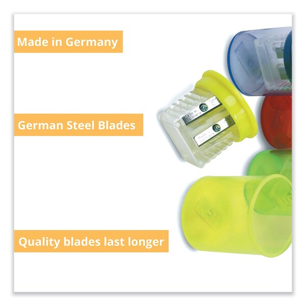 The Pencil Grip Eisen Sharpeners. Two-Hole, 1.5 x 1.75, Assorted Colors, 12PK - ESN-51312