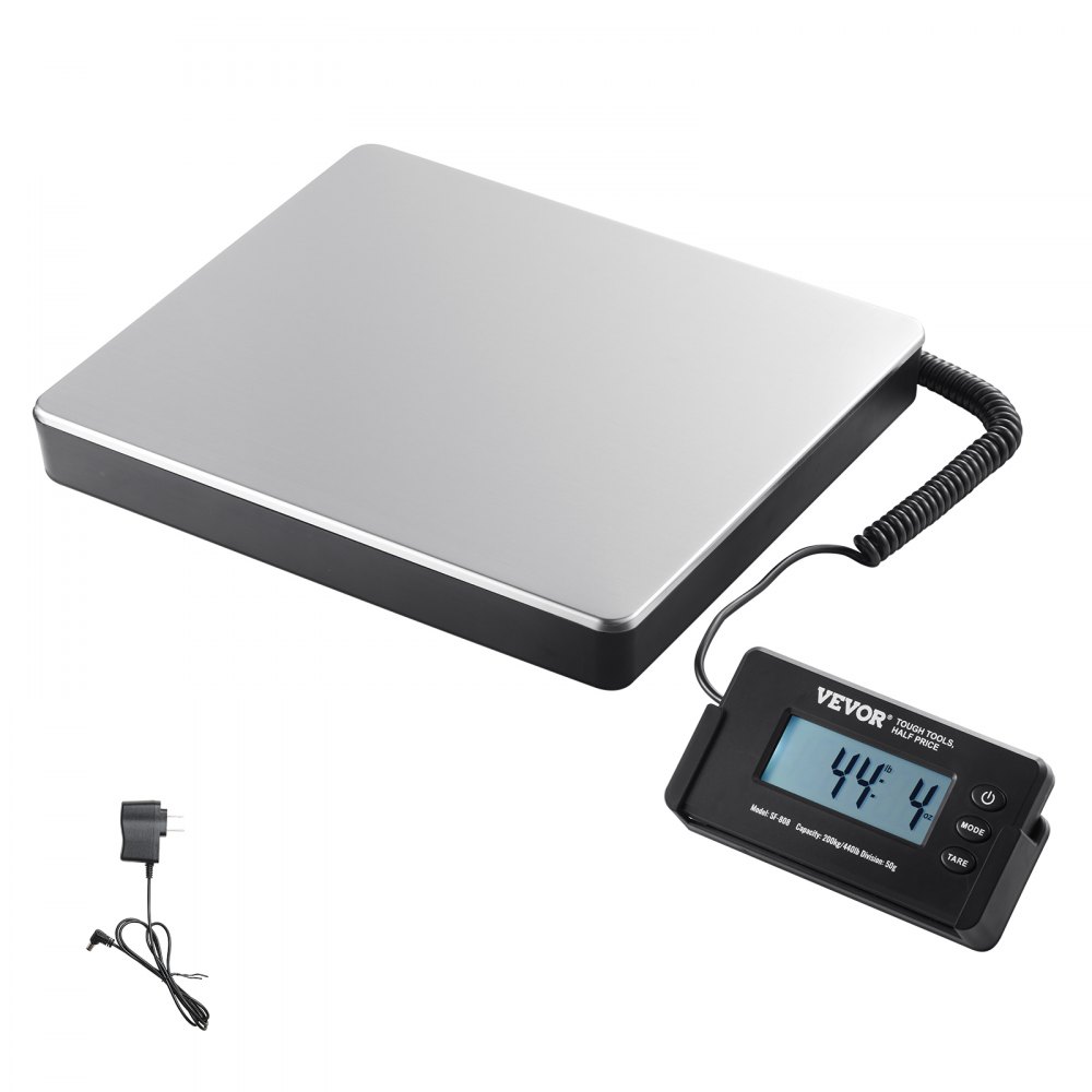 VEVOR Digital Shipping Scale, 440 lbs x 1.7 oz. Heavy Duty Postal Scale with Timer, Tare Function, HD LCD Screen Portable Package Scale for Luggage, Home, Post Office, AC/DC Powered, FCC Listed - FTSYSCYXBDG12YMRKV5