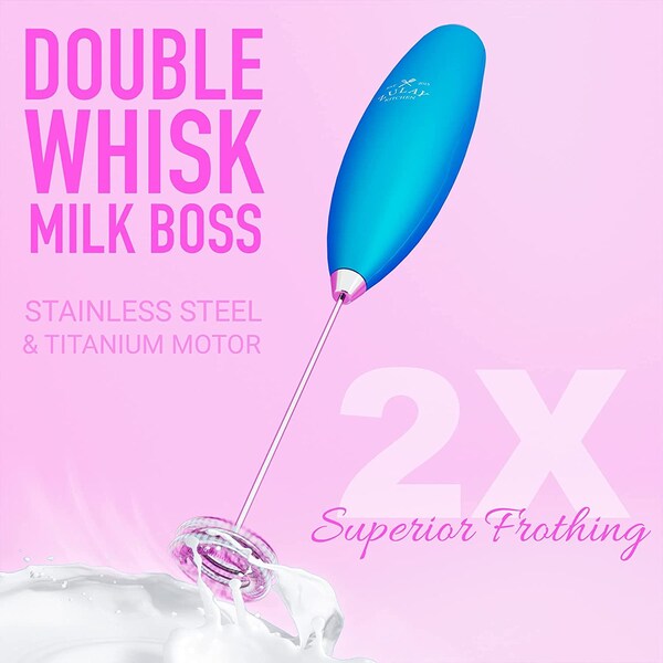 Zulay Kitchen Zulay Milk Frother Double Whisk With Stand Teal - ZULB07TDMZJFT