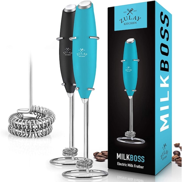 Zulay Kitchen Zulay Milk Frother Double Whisk With Stand Teal - ZULB07TDMZJFT