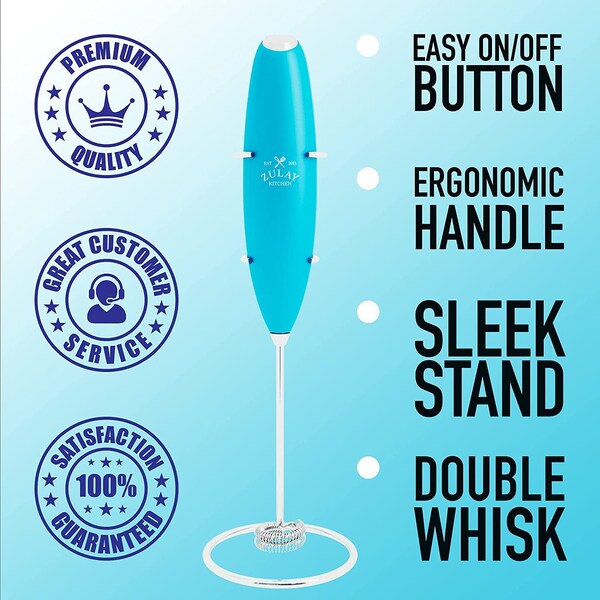 Zulay Kitchen Zulay Milk Frother Double Whisk With Stand Teal - ZULB07TDMZJFT