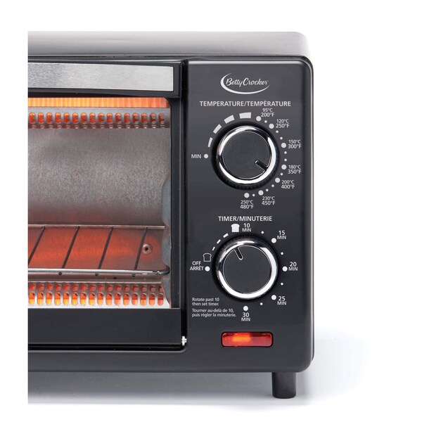 Betty Crocker Compact Toaster Oven, Pizza Oven with Toast & Bake - BC-1664CB
