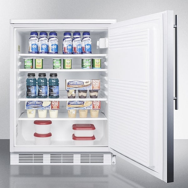 Summit Appliance Div. Summit  Built In Undercounter All Refrigerator W/Lock 5.5 Cu. Ft. White/Stainless Steel - FF7LWBISSHV