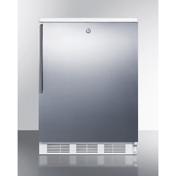 Summit Appliance Div. Summit  Built In Undercounter All Refrigerator W/Lock 5.5 Cu. Ft. White/Stainless Steel - FF7LWBISSHV
