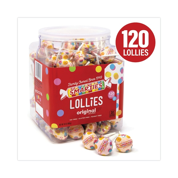 Chupetines Nestlé Smarties en frasco de 34 oz, 120 piezas - 296165