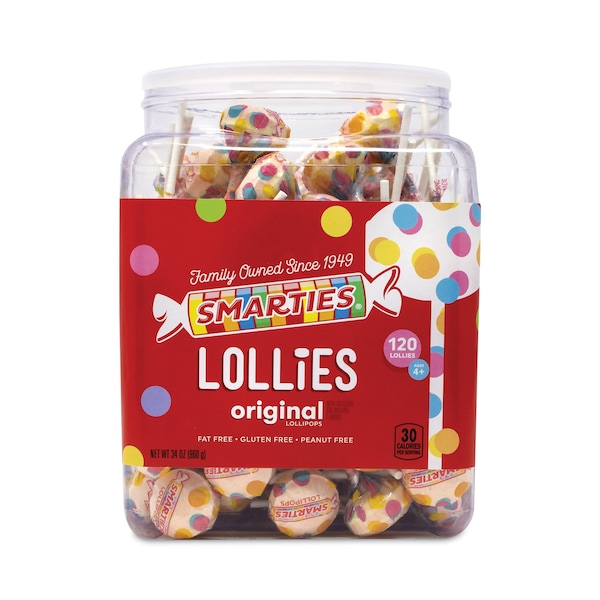 Chupetines Nestlé Smarties en frasco de 34 oz, 120 piezas - 296165