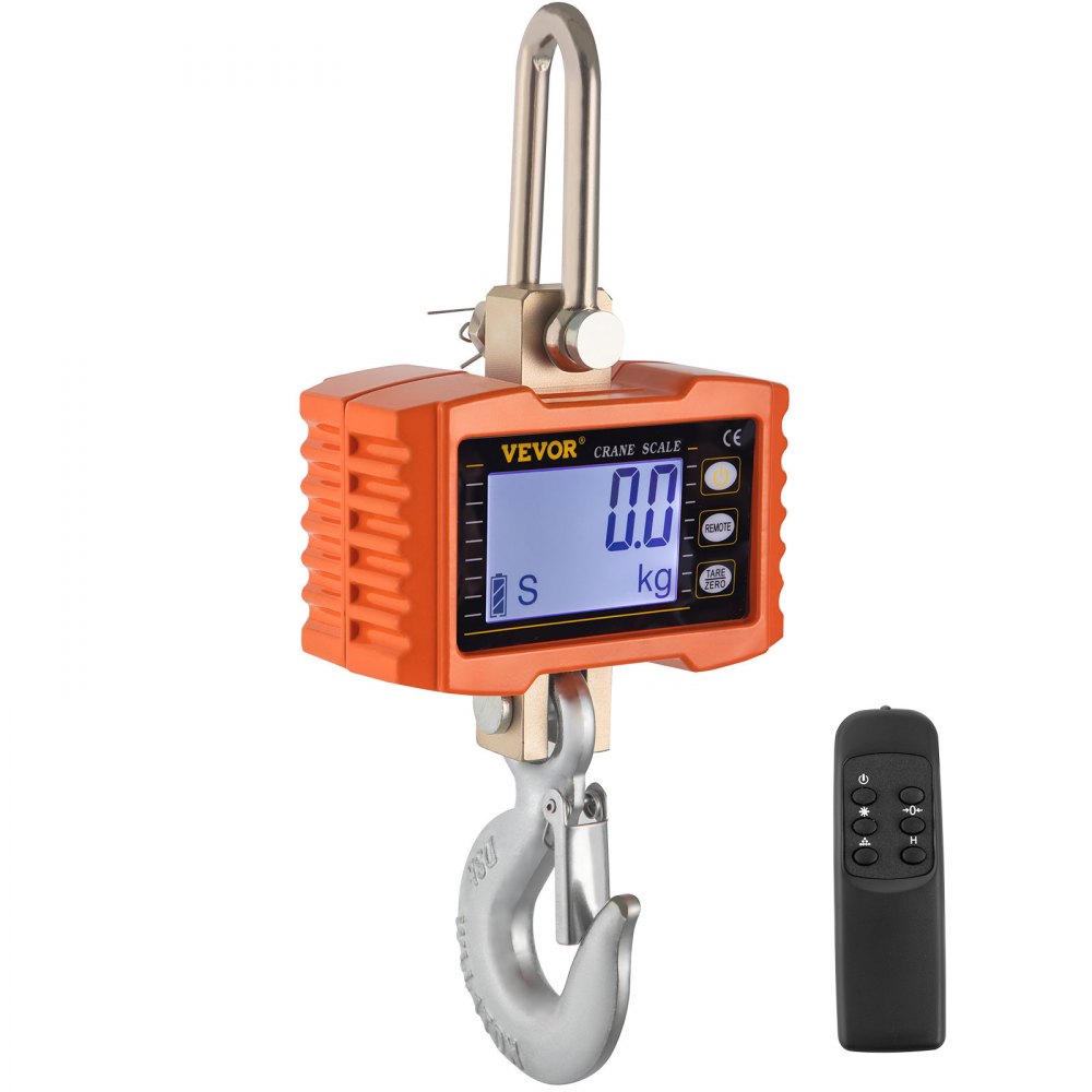 VEVOR Hanging Scale 1000KG (2200LBS) Orange Digital Industrial Heavy Duty Crane Scale with Accurate Reloading Spring Sensor for Hunting Farm or Construction - 1000KGDZDCHSOCS-SV0