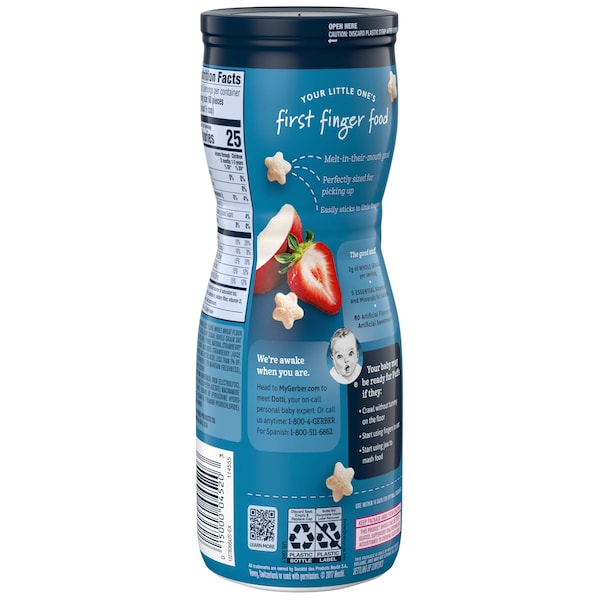 Bocadillo para bebé Gerber Gerber Puffs Manzana Fresa 1.48 oz., paquete de 6 - 00015000960056
