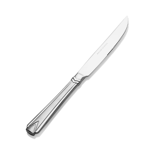 Bon Chef Gothic, Steak Knife, Euro, Solid Handle, 2-Tone Finish, 13/0, 10.01" , set of 12 - S1315