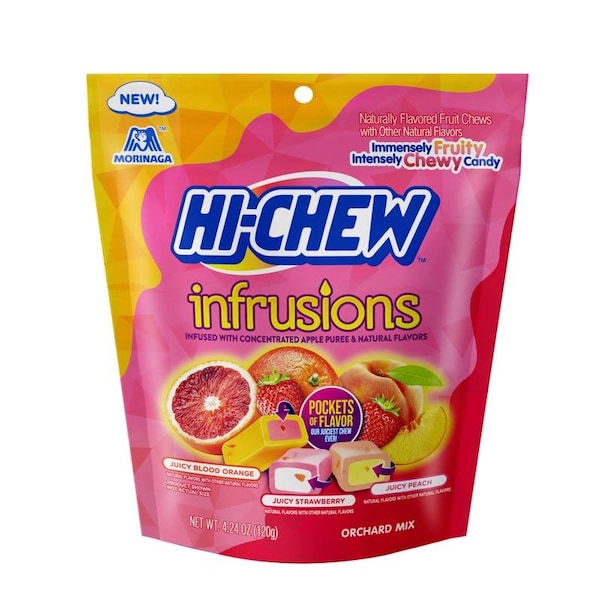 Hi-Chew Hi-Chew Infrusions Mezcla de Frutas del Huerto Naranja Sangre/Durazno/Fresa Dulce 4.24 oz - 12250