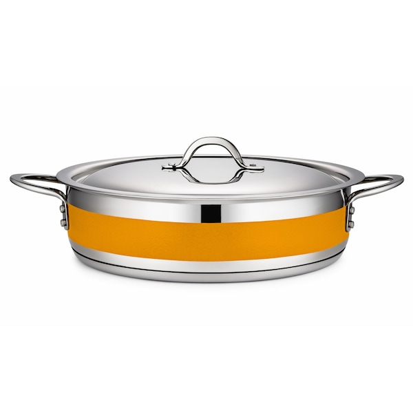 Bon Chef Country French 2 Pot W/Cover 12 3/8"  Dia X 3"  6 Qt - Orange - 71030-CF2-O