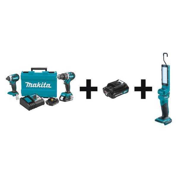 Makita Cordless Combo Kit, 18.0 V, 3 Tools, 3 Batt - XT269R + BL1021B + DML801