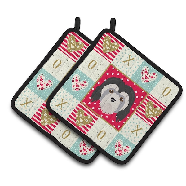 Carolines Treasures 7.5 x 7.5 in. Lowchen Little Lion Dog Love Pair of Pot Holders - CK5216PTHD
