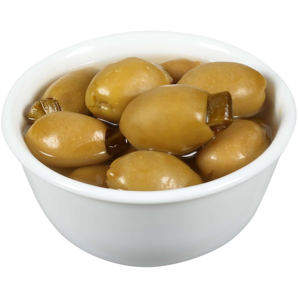 Perlas de aceitunas rellenas de jalapeño de la reina en frasco de 7 oz, paquete de 6 - 2570315