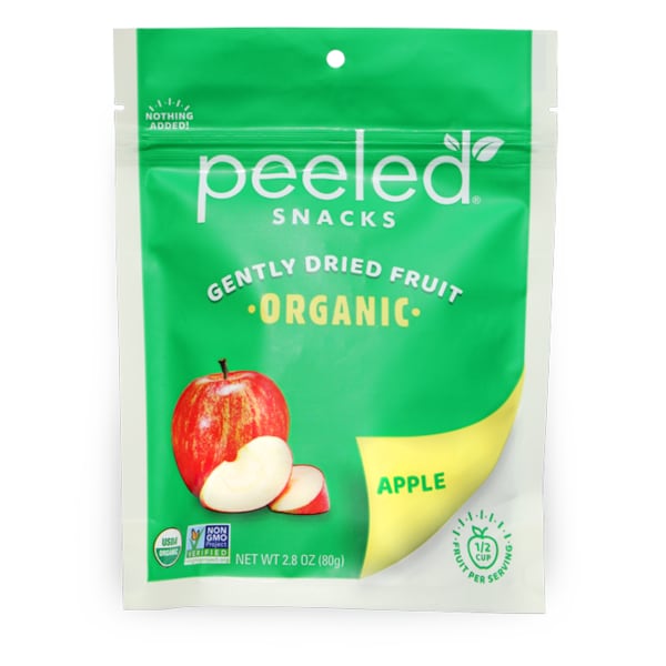 Peeled Snacks Manzana Orgánica Seca 2.8oz, Paquete de 12 - 10185889000666