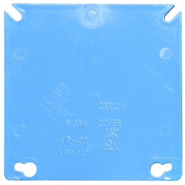 Carlon Electrical Box Cover, 4 in L, 4 in W, Square, PVC, Blue - A400R-CAR