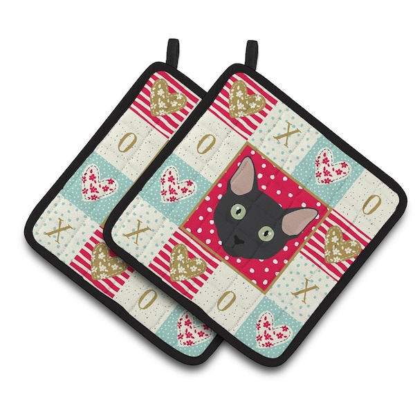 Carolines Treasures 7.5 x 7.5 in. Mandalay Cat Love Pair of Pot Holders - CK5131PTHD