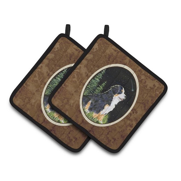 Carolines Treasures Starry Night Bernese Mountain Dog Pair of Pot Holders, 7.5 x 3 x 7.5 in. - SS8468PTHD