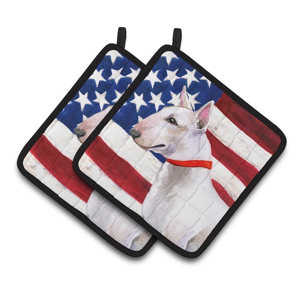 Carolines Treasures Bull Terrier Patriotic Pair of Pot Holders - BB9693PTHD