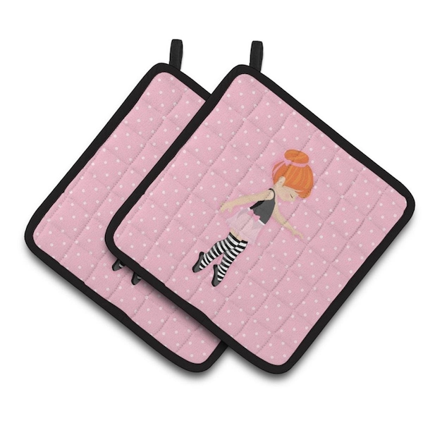 Carolines Treasures Ballerina Red Head Releve Pair of Pot Holders - BB5168PTHD