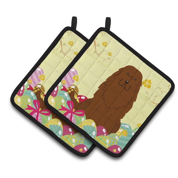 Carolines Treasures Easter Eggs Caucasian Shepherd Dog Pair of Pot Holders - BB6050PTHD