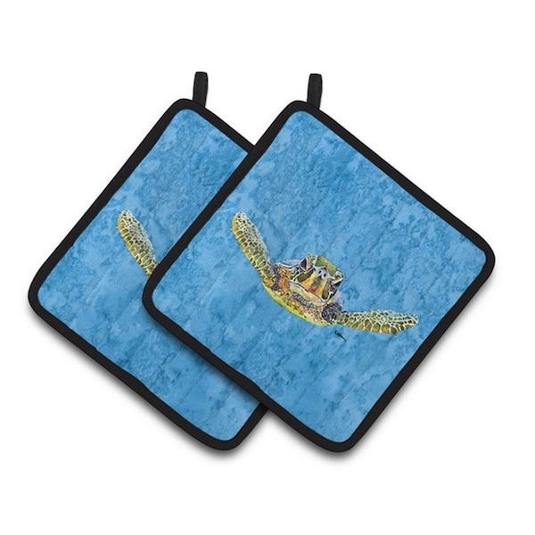 Carolines Treasures Turtle Pair of Pot Holders, 7.5 x 3 x 7.5 in. - 8653PTHD