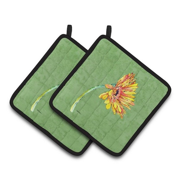 Carolines Treasures Gerber Daisy Orange Pair of Pot Holders, 7.5 x 3 x 7.5 in. - 8854PTHD