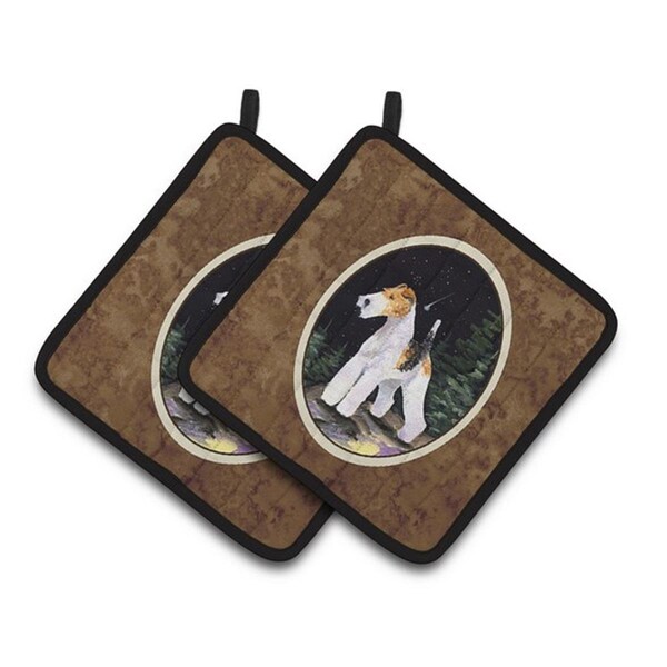 Carolines Treasures Starry Night Fox Terrier Pair of Pot Holders, 7.5 x 3 x 7.5 in. - SS8503PTHD