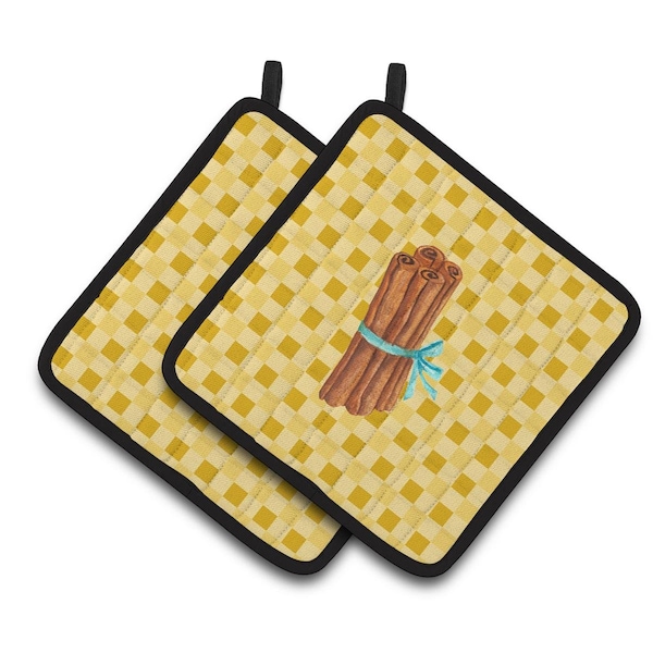 Carolines Treasures Cinnamon on Basketweave Pair of Pot Holders - BB7197PTHD