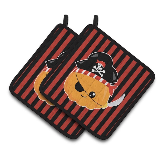 Carolines Treasures Halloween Pumpkin Pirate Pair of Pot Holders - BB6962PTHD