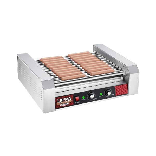 Great Northern Popcorn 30 Hot Dog Roller Machine, 11 Rollers, Sausage Grill, Electric Countertop, Drip Tray, Dual Zones - 447961TXY