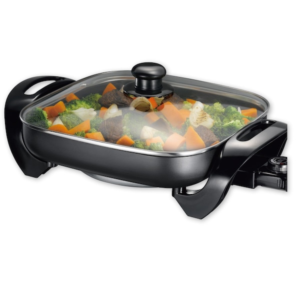 Premium Levella 12" Family Size Electric Skillet with Non-Stick Coating and High Domed Lid - PES1211