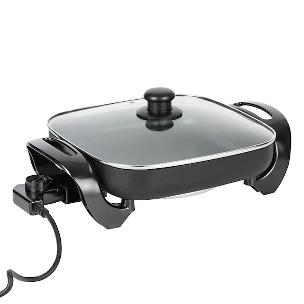 Premium Levella 12" Family Size Electric Skillet with Non-Stick Coating and High Domed Lid - PES1211