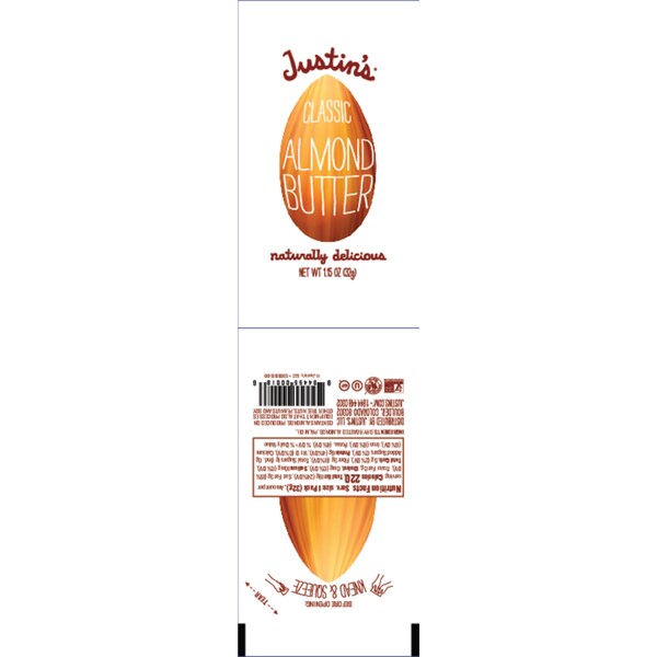 Mantequilla de almendra clásica de Justin 1.15 oz., Paquete de 60 - 78490