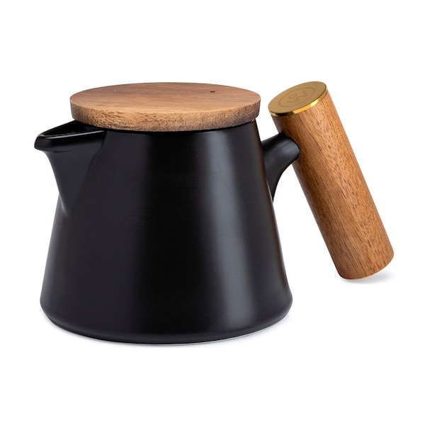 Chefwave Ceramic Tea Pot with Stainless Steel Tea Infuser and Bamboo Lid, 20 oz - CW-TK