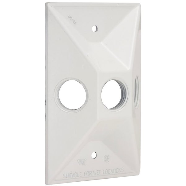 Hubbell Cluster Cover, 4-19/32 in L, 2-27/32 in W, Rectangular, Zinc, White, Powder-Coated - 5189-1