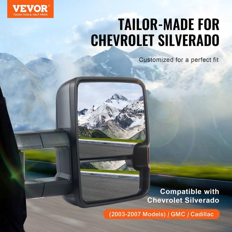 VEVOR Towing Mirrors Pair forChevrolet Silverado (2003-2007)/GMC/Cadillac Heating Defrost Manual Controlling - QYJHZKXFLSLDUMHCUV9
