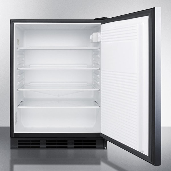 Summit Appliance Div. Summit-ADA Comp Freestanding All-Refrigerator, S/S Door, Horizontal Handle, Black,  - FF7BKSSHHADA