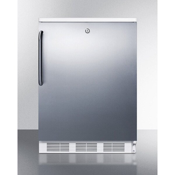 Summit Appliance Div. Summit-Built-In Undercounter Refrigerator-Freezer, White, S/S Door, Lock - CT66LWBISSTB