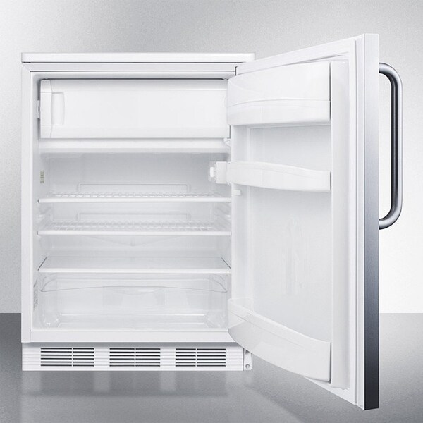 Summit Appliance Div. Summit-Built-In Undercounter Refrigerator-Freezer, White, S/S Door, Lock - CT66LWBISSTB