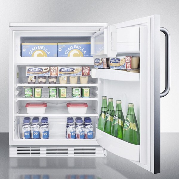 Summit Appliance Div. Summit-Built-In Undercounter Refrigerator-Freezer, White, S/S Door, Lock - CT66LWBISSTB