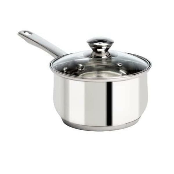 Epoca International 2 qt. Stainless Steel Saucepan with Glass Lid, Silver - 111424