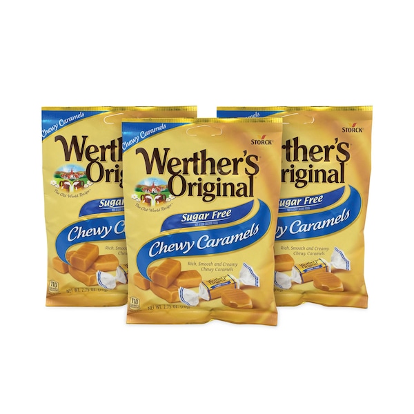 Caramelo masticable sin azúcar Werthers Original, bolsa de 275 onzas, paquete de 3, 3 paquetes - 38279